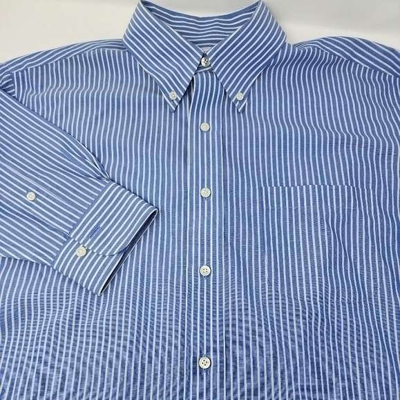 Brooks Brothers 16 1/2-4/5‎ Blue White Striped Button Down Dress Shirt - Picture 13 of 13